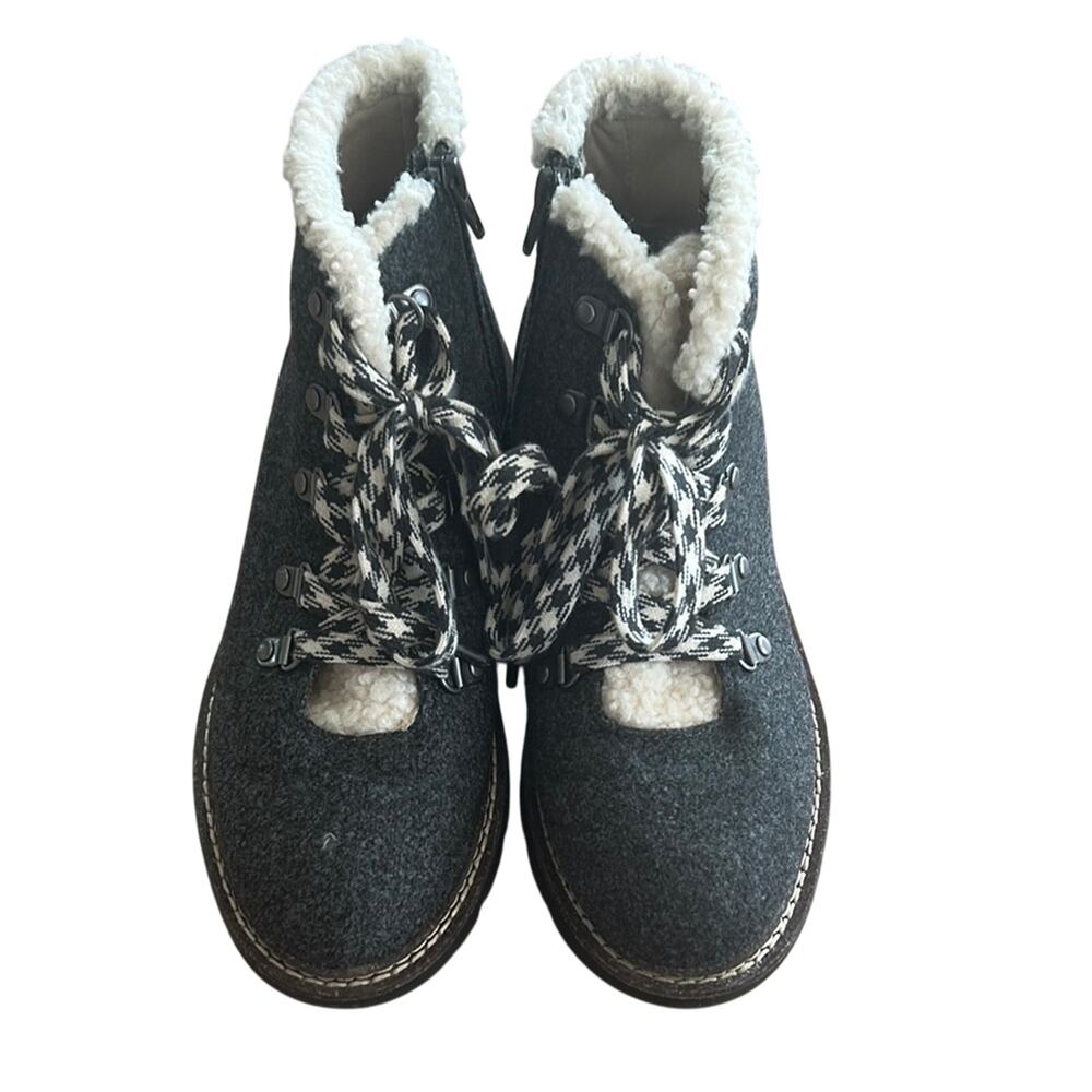 Madden NYC Stylish Gray Women's Winter Boots with Houndstooth Laces